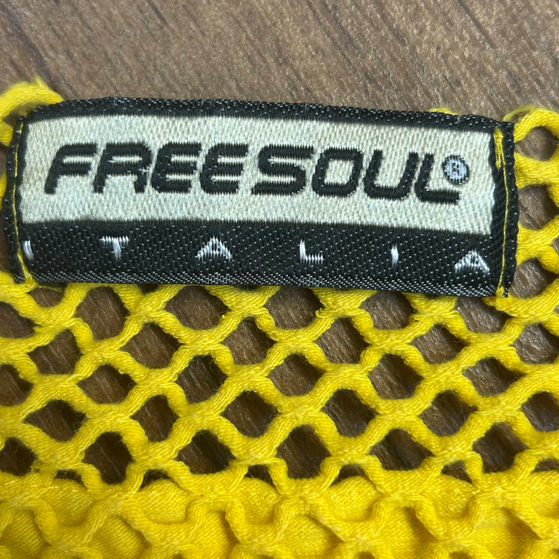„Detail Freesoul Italia Label gelbes Mesh Top Vintage 80er“