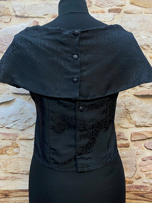 „Vintage 50er Jahre Top Damen in Schwarz mit Rückknöpfung Rückansicht“
