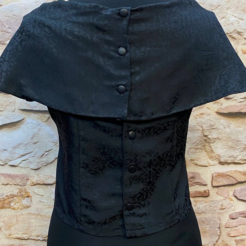 „Vintage 50er Jahre Top Damen in Schwarz mit Rückknöpfung Rückansicht“