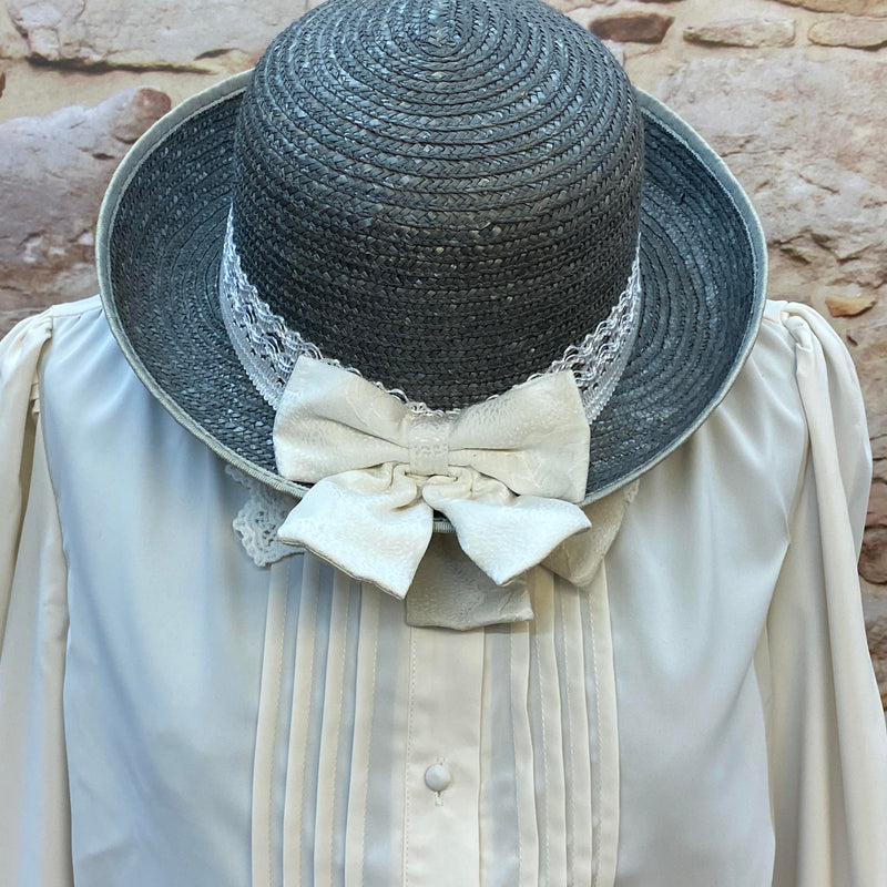 Damen Vintage Kostüm Gr. 46 im Edwardian-/Oldtimer-Stil mit Karorock, Bluse und Strohhut, Ansicht 4
