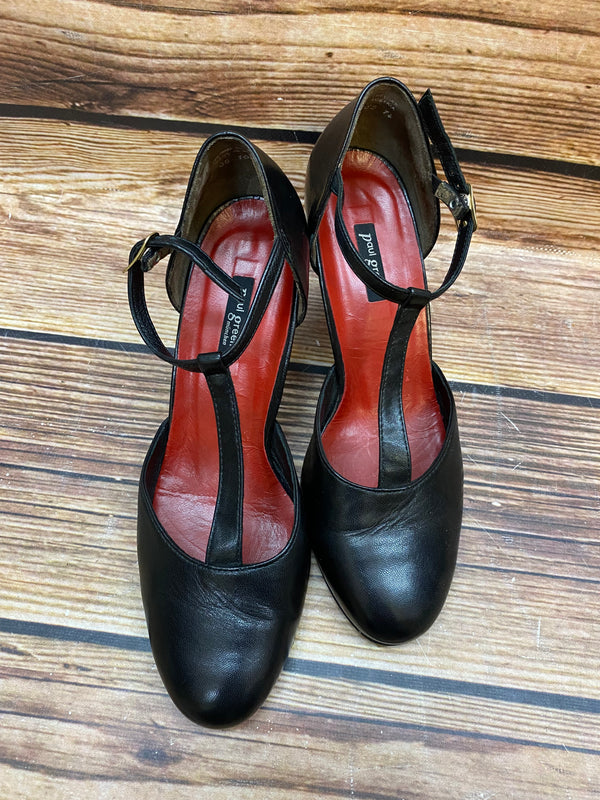 „Vintage Paul Green Pumps schwarz Leder T-Steg Damen Gr.38 elegant“