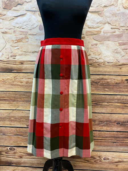 „Karierter Vintage Rock rot grün beige Rock Damen“