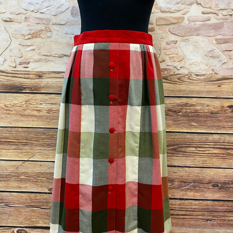 „Karierter Vintage Rock rot grün beige Rock Damen“