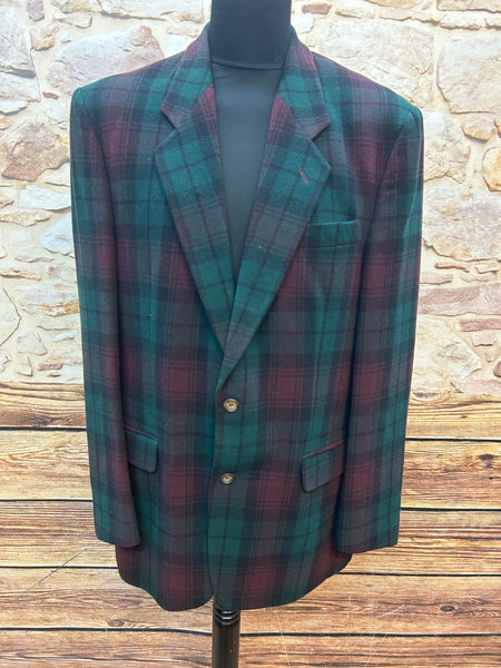 Vintage Sakko Cashmere & Wool kariert Größe 102 