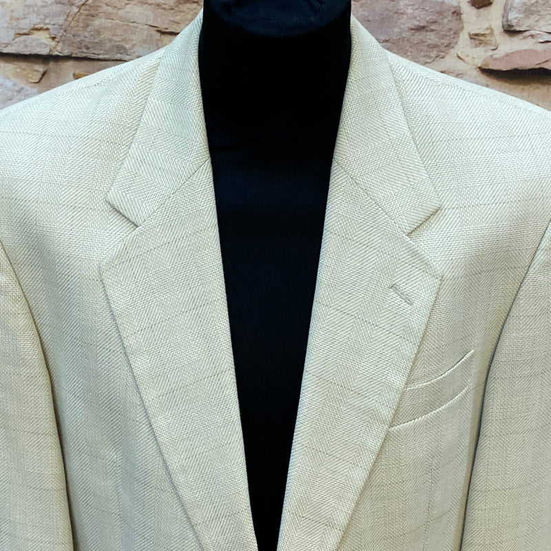 „Detailansicht Revers Vintage Sakko beige Herren klassischer Schnitt“