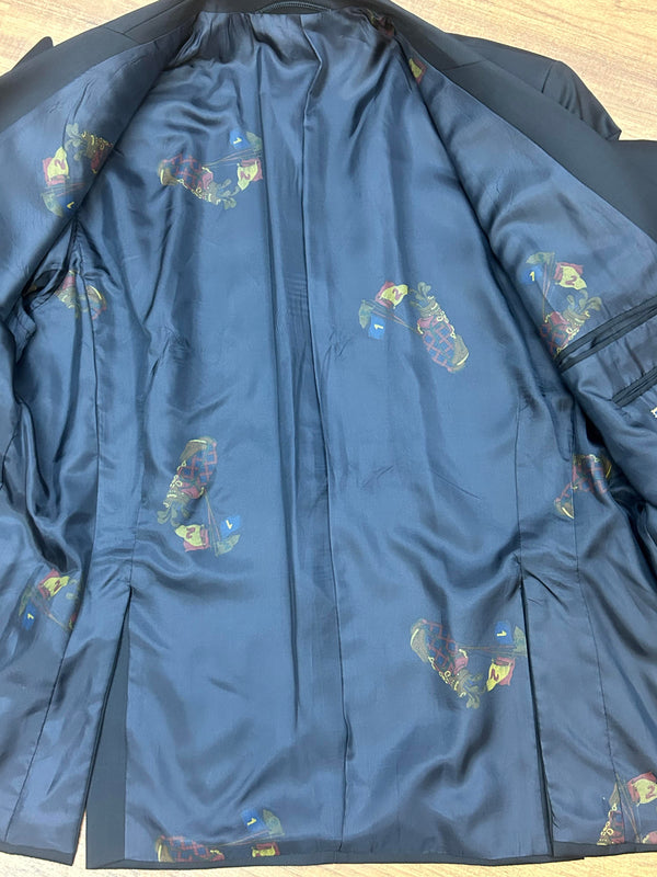 Vintage Doppelreiher Sakko Herren Gr. 27 – Schurwolle, Dunkelblau