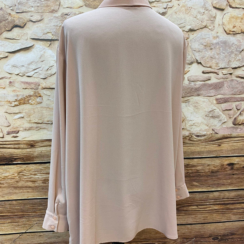 „Vintage Bluse Damen nude langarm Schluppenkragen klassisch elegant“