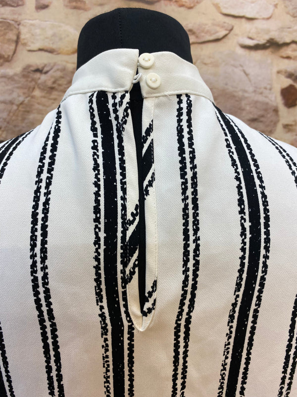 „Vintage Schluppenbluse Damen schwarz weiß Streifen M&S Größe 40 elegant“