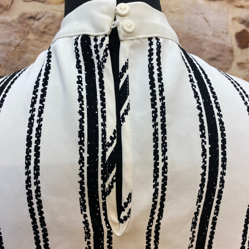 „Vintage Schluppenbluse Damen schwarz weiß Streifen M&S Größe 40 elegant“