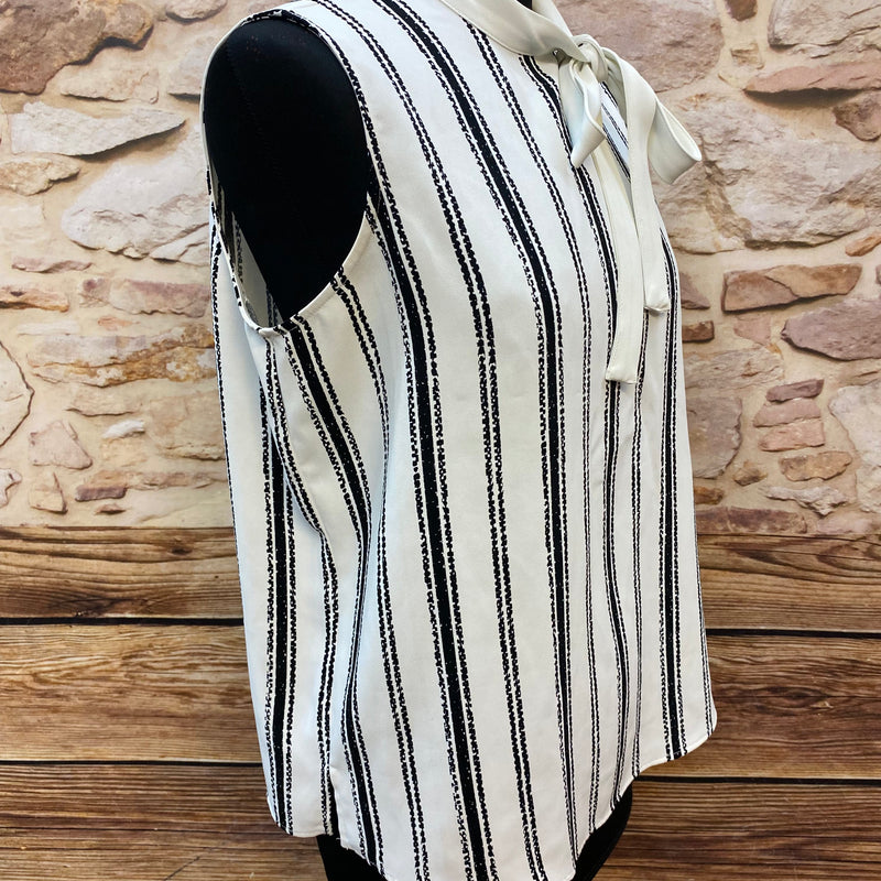 „Vintage Bluse schwarz weiß gestreift Damen Oberteil klassisch elegant“