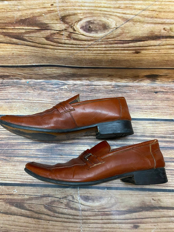 Braune Vintage Herrenschuhe Loafer mit Zierlasche und Metallschnalle