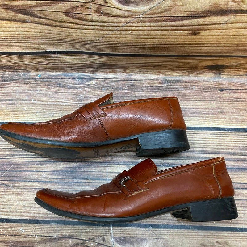 Braune Vintage Herrenschuhe Loafer mit Zierlasche und Metallschnalle