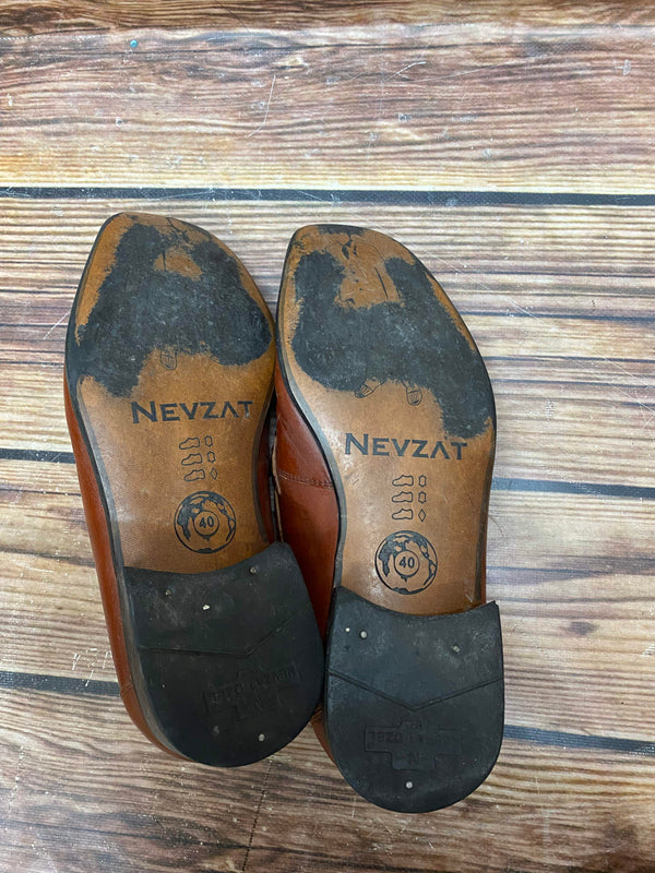 Nevzat Özel Leder Loafer Herren Größe 40 in Cognacbraun