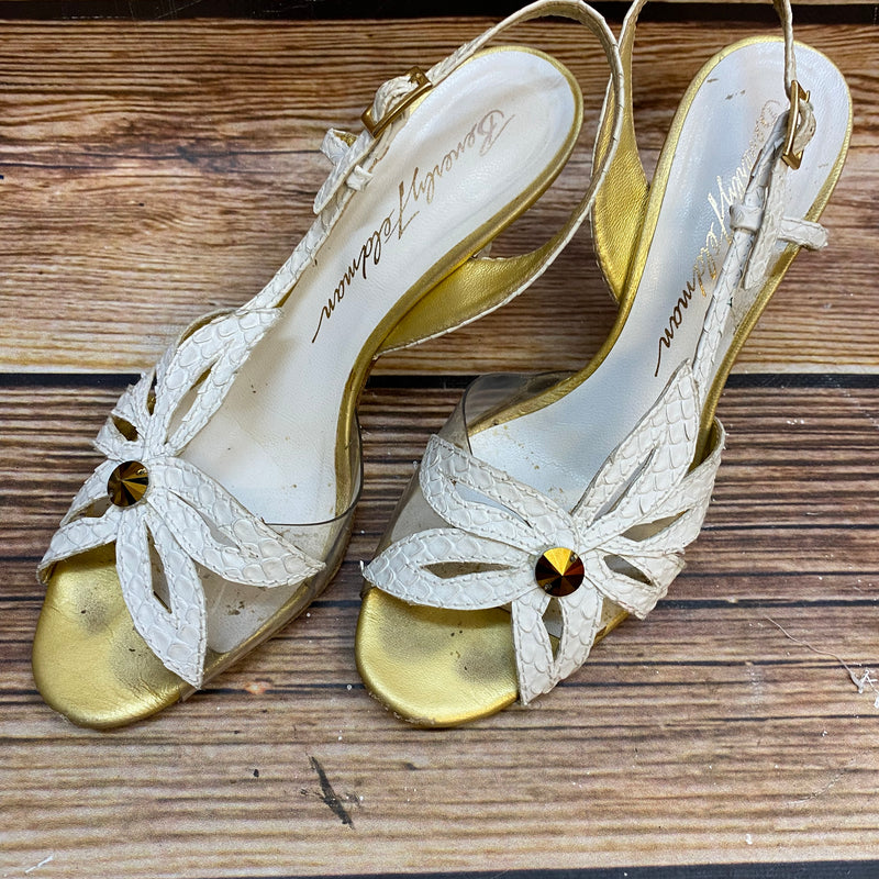 „Vintage Schuhe Damen gold creme Sandaletten Beverly Feldman Größe 38“