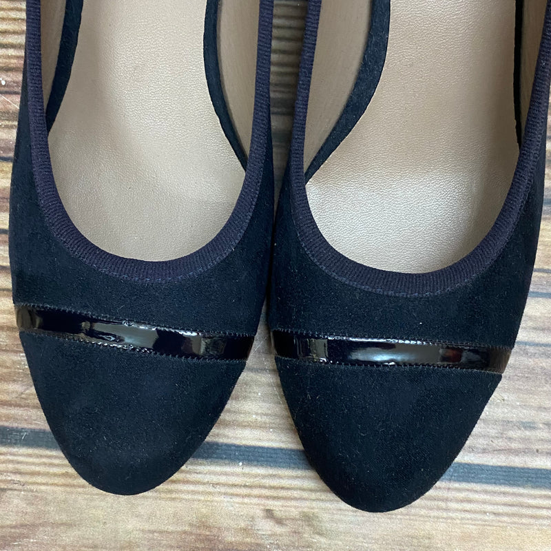 „Elegante schwarze Vintage Pumps Damen mit Lackdetail vorne“
