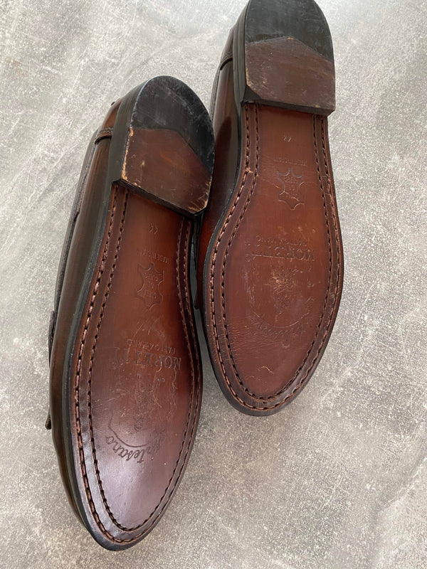 Vintage Loafer Leder Braun Gr. 44 – handgefertigt mit Ledersohle, Ansicht 3