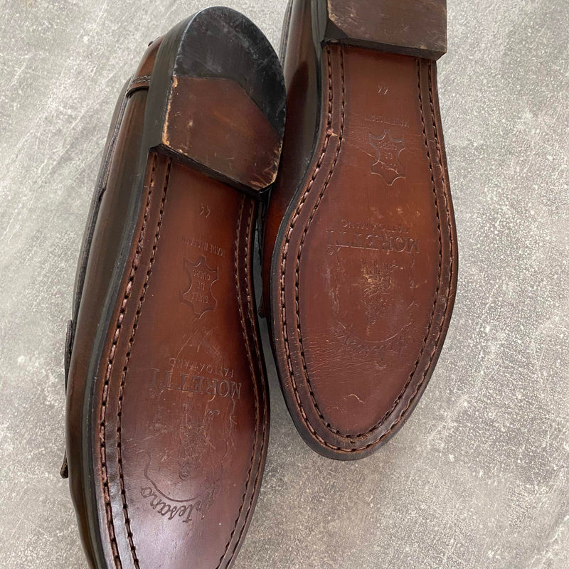 Vintage Loafer Leder Braun Gr. 44 – handgefertigt mit Ledersohle, Ansicht 3