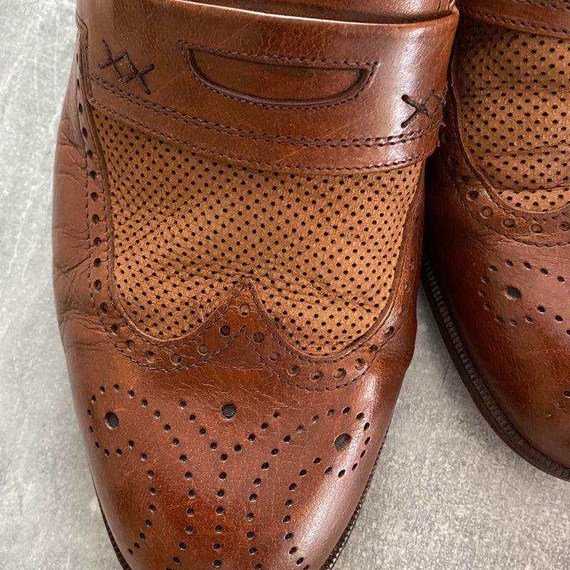 Vintage Loafer Leder Braun Gr. 44 – Ledersohle & perforiert, Ansicht 5