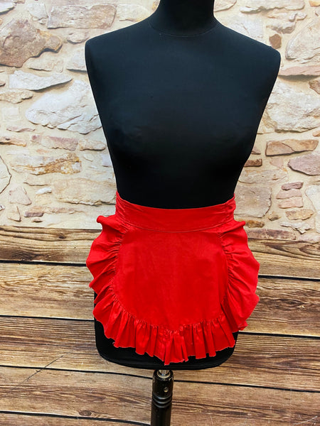 „vintage servierschürze rot rüschen retro baumwolle“