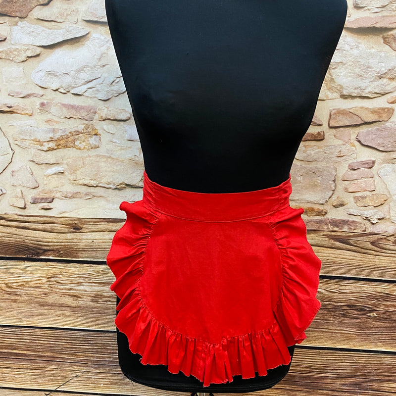 „vintage servierschürze rot rüschen retro baumwolle“