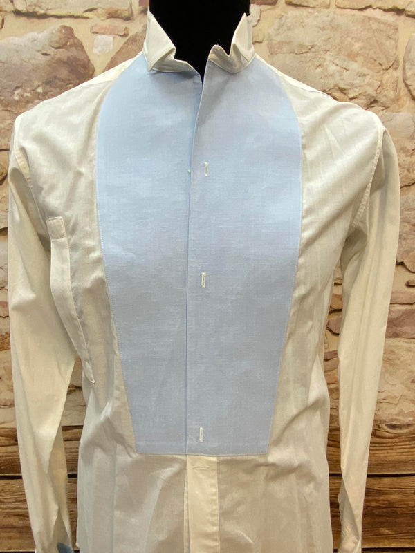 „Elegantes Vintage Herrenhemd mit verdeckter Knopfleiste und blauer Front“