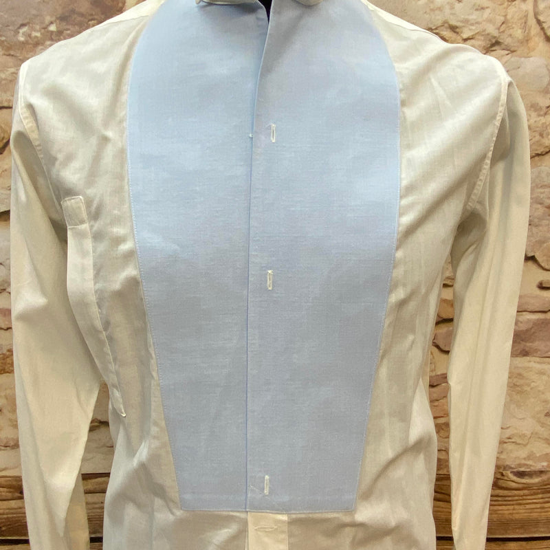 „Elegantes Vintage Herrenhemd mit verdeckter Knopfleiste und blauer Front“