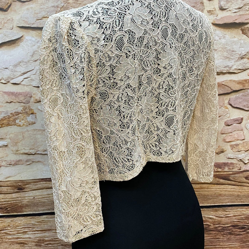 „Vintage Spitzenbolero creme Rückenansicht filigrane Spitze 70er“