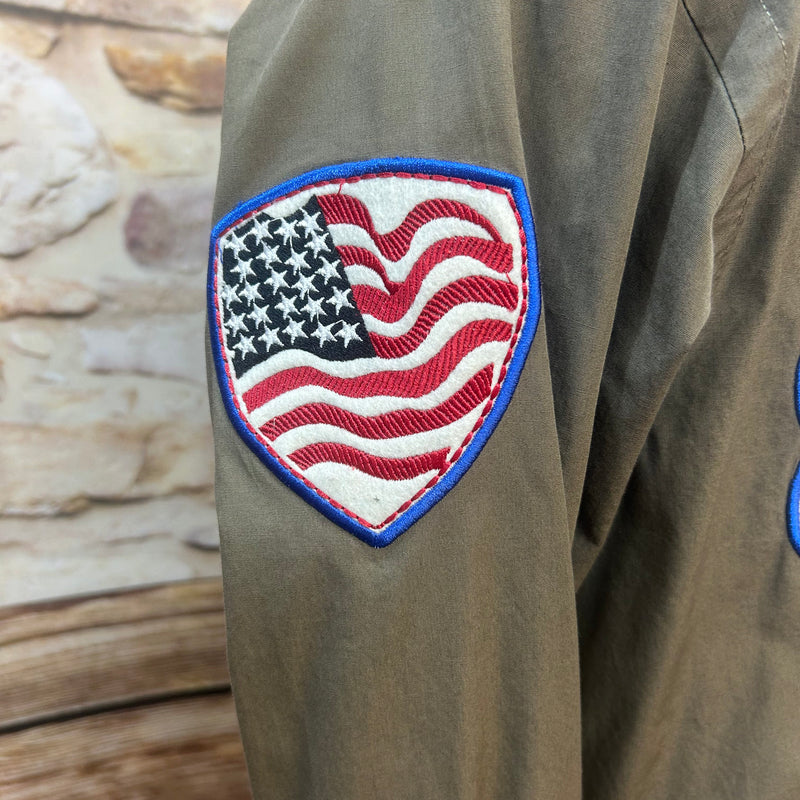 „Vintage Herren Hemd NYPD Patch Detail Ärmel US Flagge“