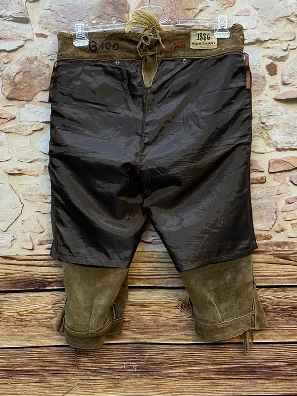 „Innenseite einer 1886 Alphorn Trachten Lederhose mit Futter und Markenetikett“