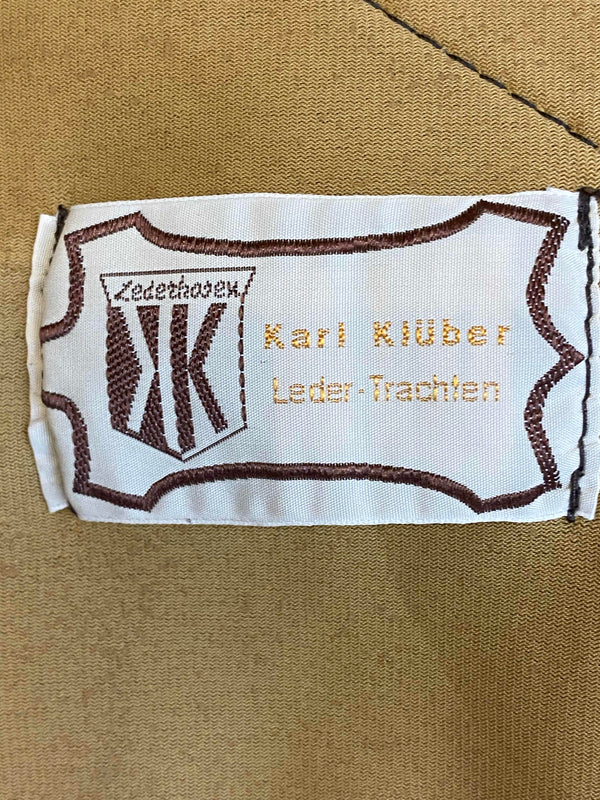 Vintage Trachten Lederhose Kniebund Dunkelbraun – Gr. 56–58 Karl Klüber