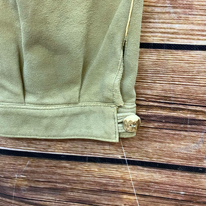 Vintage Trachten Lederhose Herren hellgrün Gr. 102 lange Lederhose Echtleder, Ansicht 4