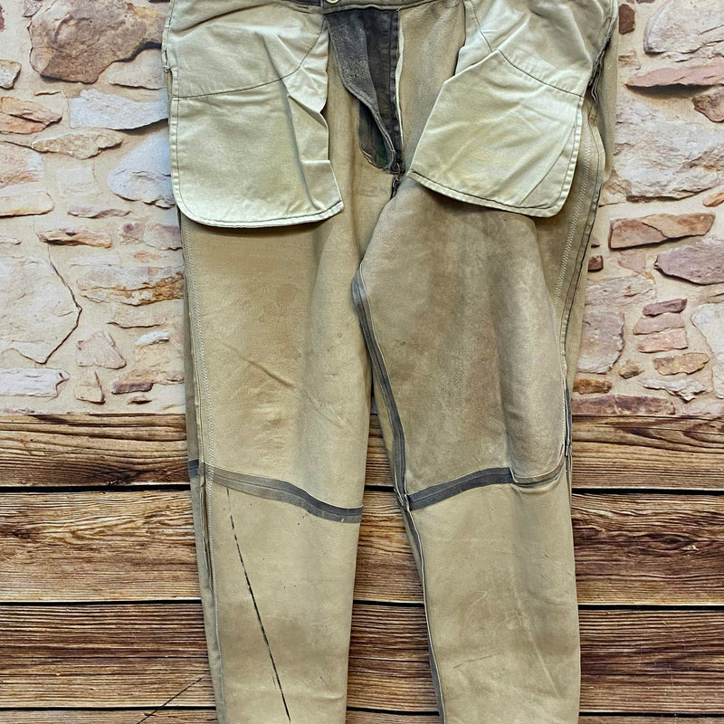 Vintage Trachten Lederhose Herren grau-grün Gr. ca. 54 lange Lederhose Echtleder mit Gürtel, Ansicht 5