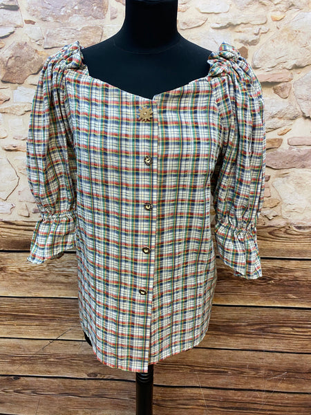 „Vintage Trachtenbluse von Barisal kariert mehrfarbig Gr. 44“