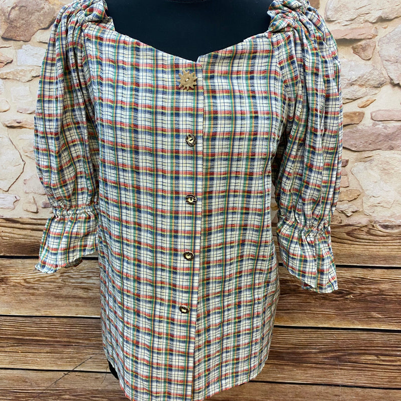 „Vintage Trachtenbluse von Barisal kariert mehrfarbig Gr. 44“