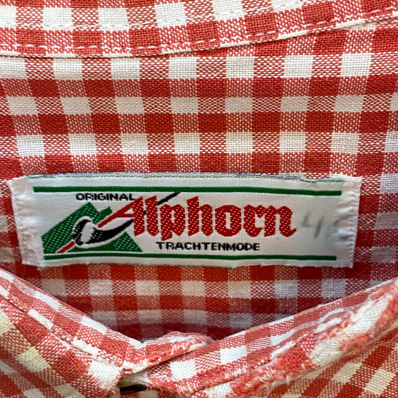 Trachtenhemd Herren rot weiß kariert Gr. 46 Alphorn Vintage, Ansicht 3