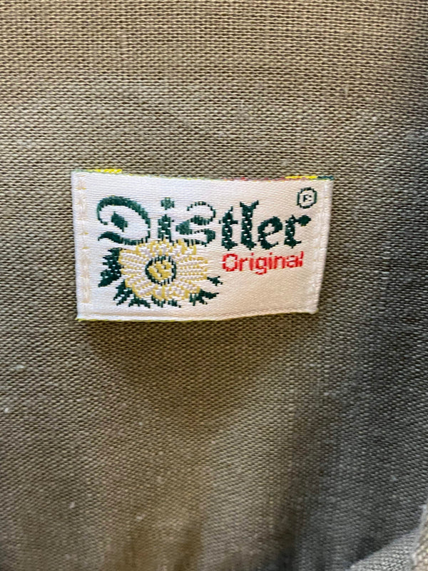 Trachtenhemd Herren kurzarm olivgrün Stickerei Distler Größe 41, Ansicht 3