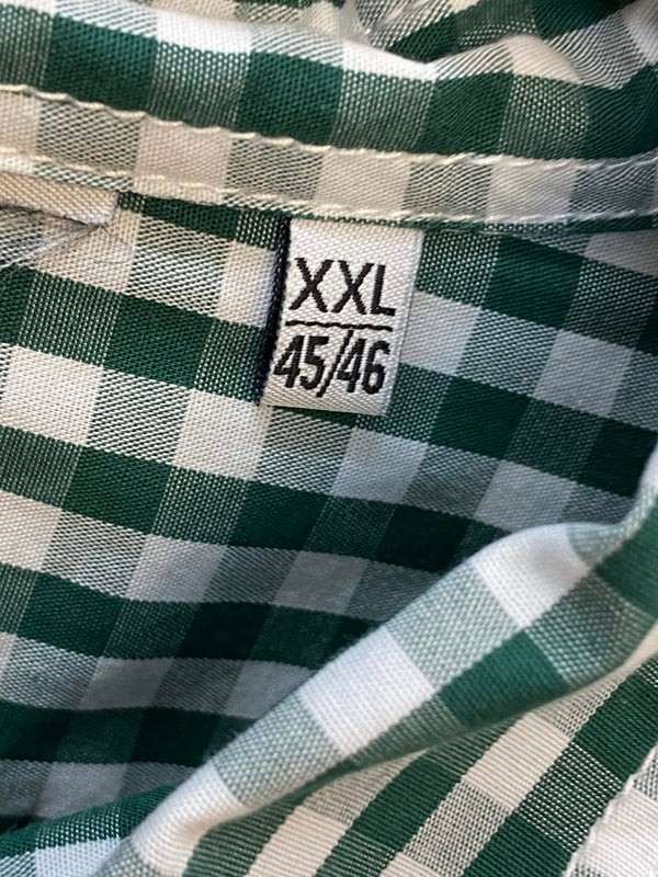 Trachtenhemd Herren grün kariert langarm Baumwolle Gr. 46 XXL, Ansicht 3