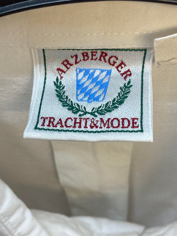Trachtenhemd Herren Weiß Alpenjäger Stickerei Baumwolle Gr. 45, Ansicht 4
