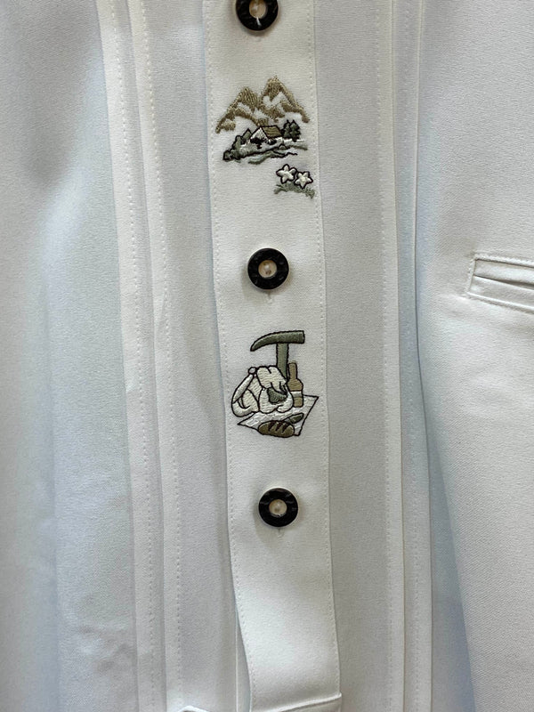 Trachtenhemd Herren Weiß Kurzarm Stickerei Baumwolle Gr. 45 / XXL, Ansicht 3