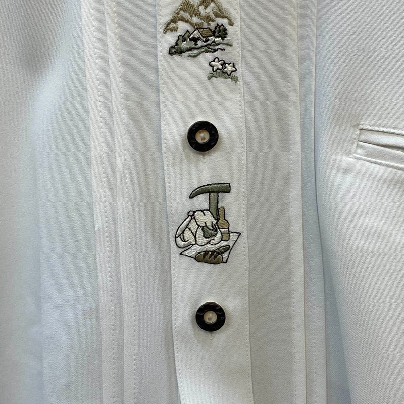 Trachtenhemd Herren Weiß Kurzarm Stickerei Baumwolle Gr. 45 / XXL, Ansicht 3