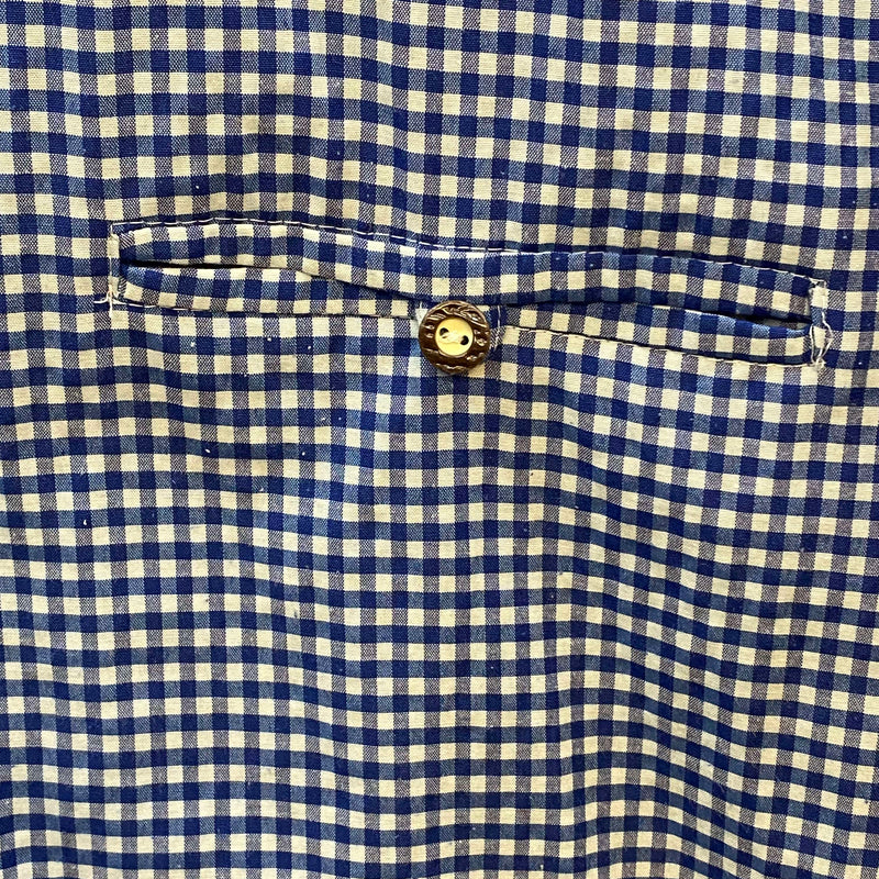 Vintage Trachtenhemd Herren Blau Weiß Kariert Gr. 44, Ansicht 3
