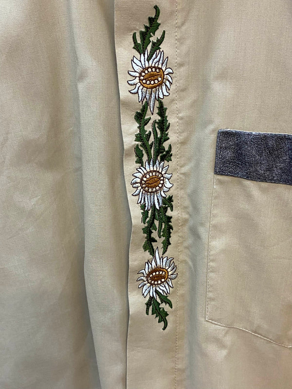 Trachtenhemd Herren beige mit Edelweiß Stickerei Gr. 44, Ansicht 3