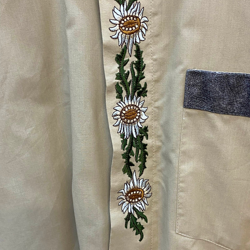 Trachtenhemd Herren beige mit Edelweiß Stickerei Gr. 44, Ansicht 3