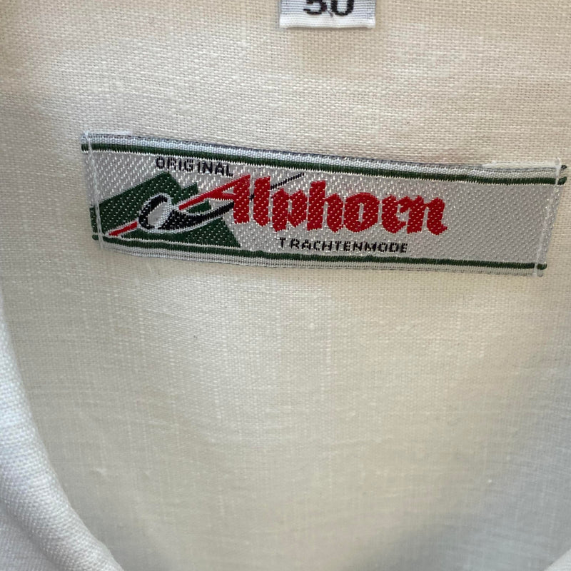 Trachtenhemd Herren weiß mit Stickerei Gr. 50 Alphorn Vintage, Ansicht 4