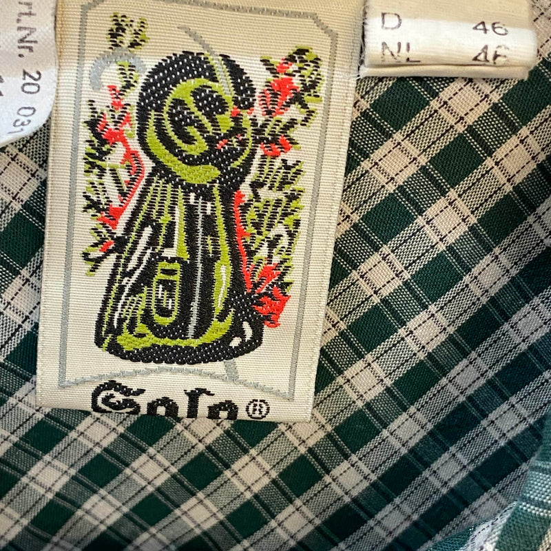 Vintage Trachtenhemd Herren Grün Kariert mit Stickerei Gr. 46, Ansicht 4