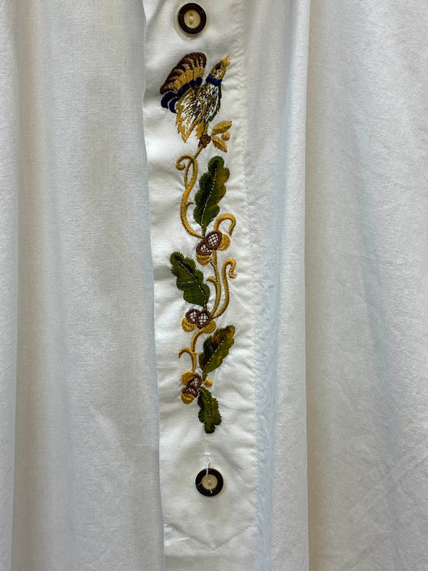 Vintage Trachtenhemd Herren Weiß Stickerei Größe L (Gr. 41), Ansicht 3