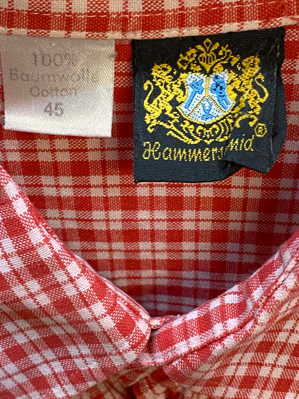 Vintage Trachtenhemd Herren Rot Weiß Kariert Größe 45 Kurzarm, Ansicht 3