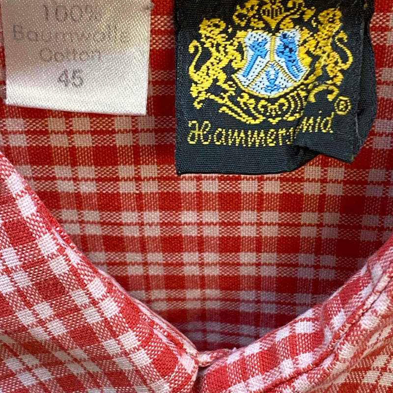Vintage Trachtenhemd Herren Rot Weiß Kariert Größe 45 Kurzarm, Ansicht 3