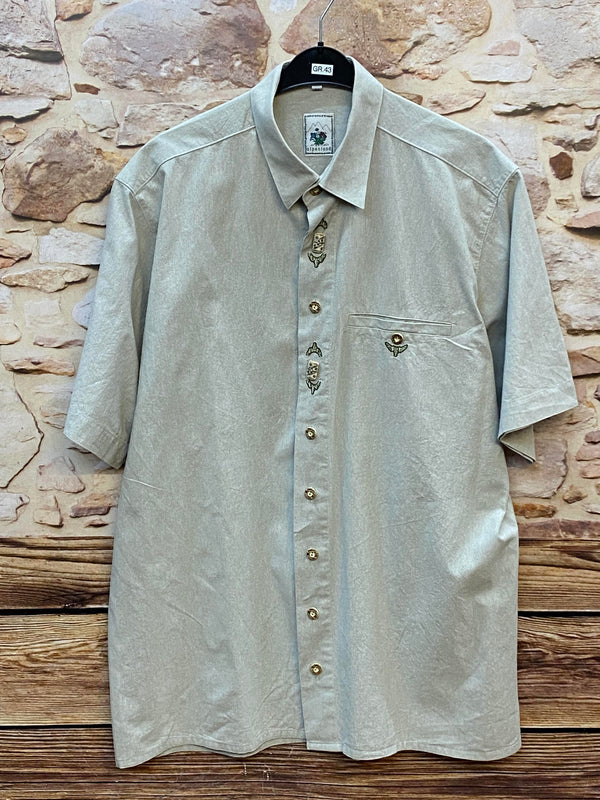„Vintage Trachtenhemd Herren beige Alpenland Vorderansicht“