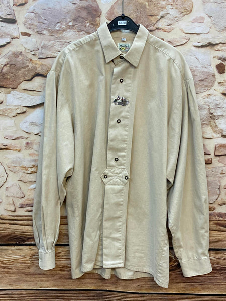„Vintage Trachtenhemd für Herren in Beige mit klassischem Kragen und Frontleiste“